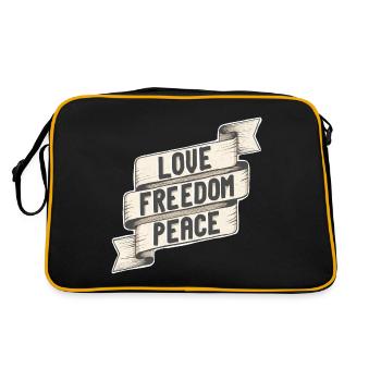 Love Freedom Peace. Love Freedom Tranquility - Retro Bag - black/gold - Back