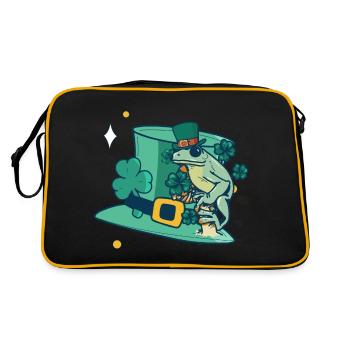 Hat Frog Lucky Charm Quark Amphibians Gift - Retro Bag - black/gold - Back
