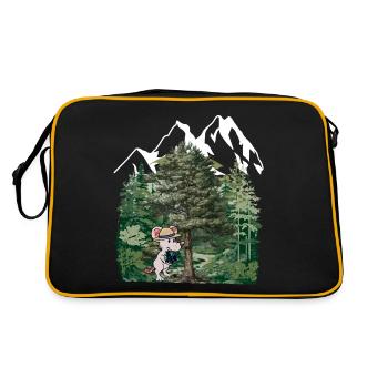 Tyrolean Forest, Mouse, Gentian, Alps, Alm, Nature, Forest - Retro Bag - black/gold - Back