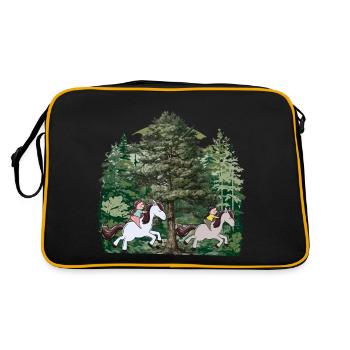 Girl riding pony horses forest nature leisure time - Retro Bag - black/gold - Back