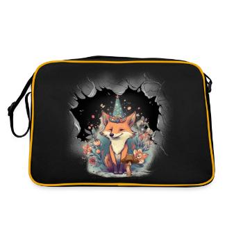 mystical fox foxes fairy tale fairy tale character child - Retro Bag - black/gold - Back
