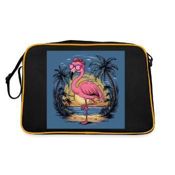 Flamingo Pink Animal Funny Summer - Retro Bag - black/gold - Back