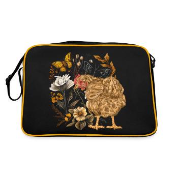 poulet, poulet, poule, nature, amoureux des animaux, amoureux des animaux - Sac Retro - noir/or - Dos