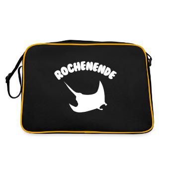 Lustiges Rochenende Geschenk für Mantarochen-Fans - Retro Tasche - Schwarz/Gold - Hinten