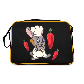 Rabbit Rabbit Turnips Kitchen Chef Cooks Cook - Retro Bag - black/gold - Back