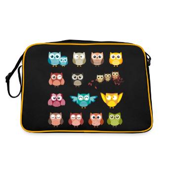 Eule - Retro Tasche - Schwarz/Gold - Hinten