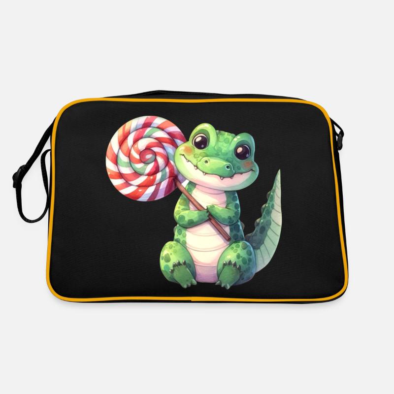 Petit crocodile mignon avec une grosse sucette Sac Retro