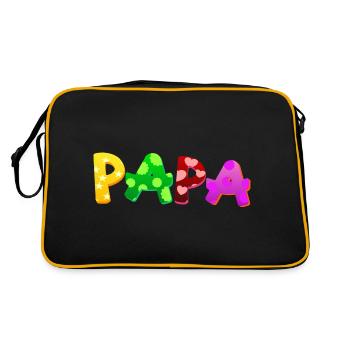 Baby Eltern Kind Geschenk Sprüche Geburt Mama Papa - Retro Tasche - Schwarz/Gold - Hinten