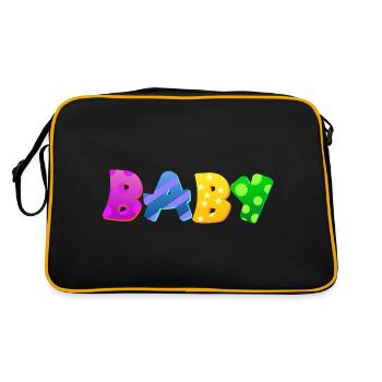 Baby Eltern Kind Geschenk Sprüche Geburt Mama Papa - Retro Tasche - Schwarz/Gold - Hinten