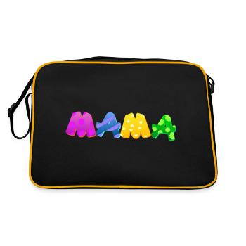 Baby Eltern Kind Geschenk Sprüche Geburt Mama Papa - Retro Tasche - Schwarz/Gold - Hinten
