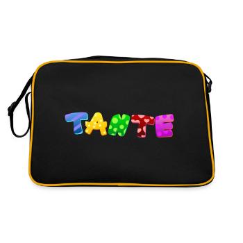 Baby Eltern Kind Geschenk Sprüche Geburt Mama Papa - Retro Tasche - Schwarz/Gold - Hinten