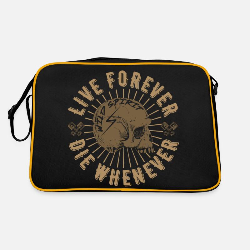 Live Forever Skull Retro Tasche