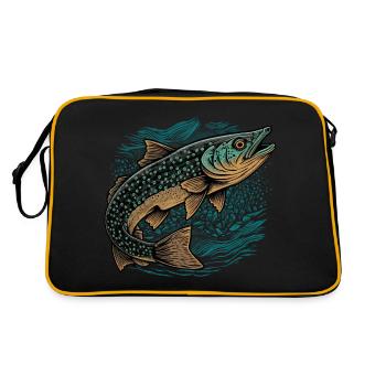 Fisch Kunstwerk - Retro Tasche - Schwarz/Gold - Hinten