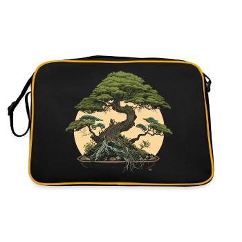 Mondschein-Bonsai-Baum - Retro Tasche - Schwarz/Gold - Hinten