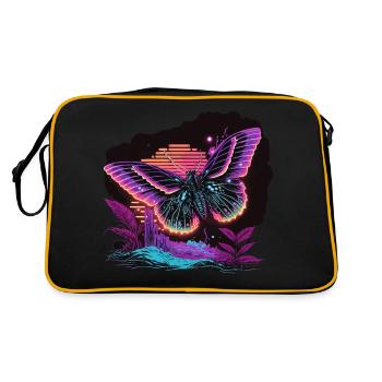 Glowing Vaporwave Butterfly - Retro Bag - black/gold - Back
