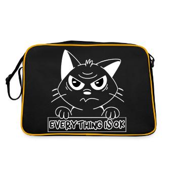 Cat EVERYTHING IS OK - Retro Bag - black/gold - Back