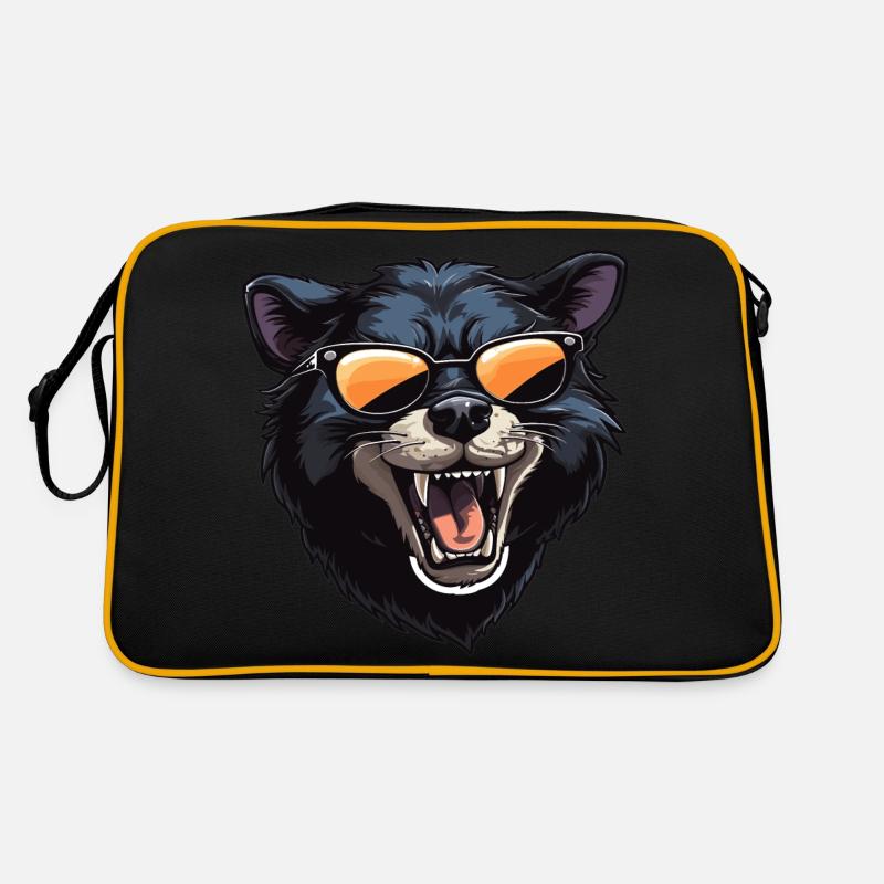 Tasmanischer Teufel mit Sonnenbrille - Retro Tasche - Schwarz/Gold