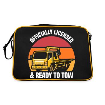 Abschleppwagen | Abschlepper Auto Panne Geschenke - Retro Tasche - Schwarz/Gold - Hinten