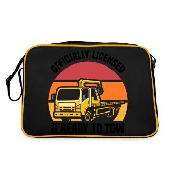 Abschleppwagen | Abschlepper Auto Panne Geschenke - Retro Tasche - Schwarz/Gold - Hinten