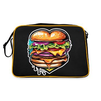 Burgers / Restauration rapide / Nourriture / Petits pains / Boeuf - Sac Retro - noir/or - Dos