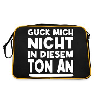 Guck Mich Nicht In Diesem Tom An Lustig Sprüche - Retro Tasche - Schwarz/Gold - Hinten