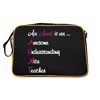 An Aunt Is An Awesome Teach - Retro Bag - black/gold - Back