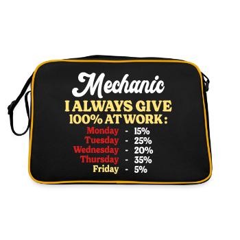 100% At Work Funny Mechanic Quote - Retro Bag - black/gold - Back