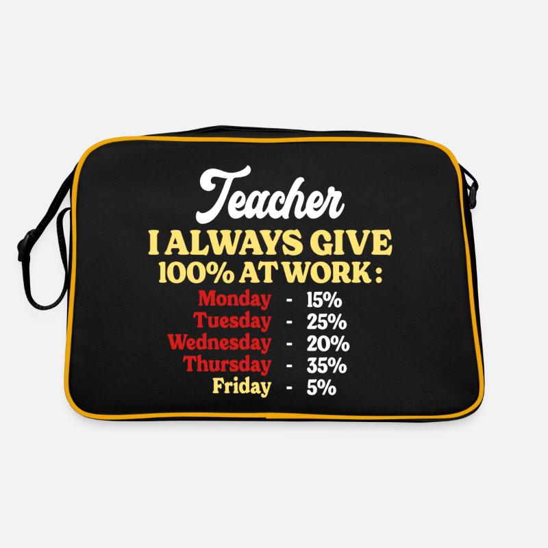 100% Au Travail Citation Drôle Enseignant Sac Retro