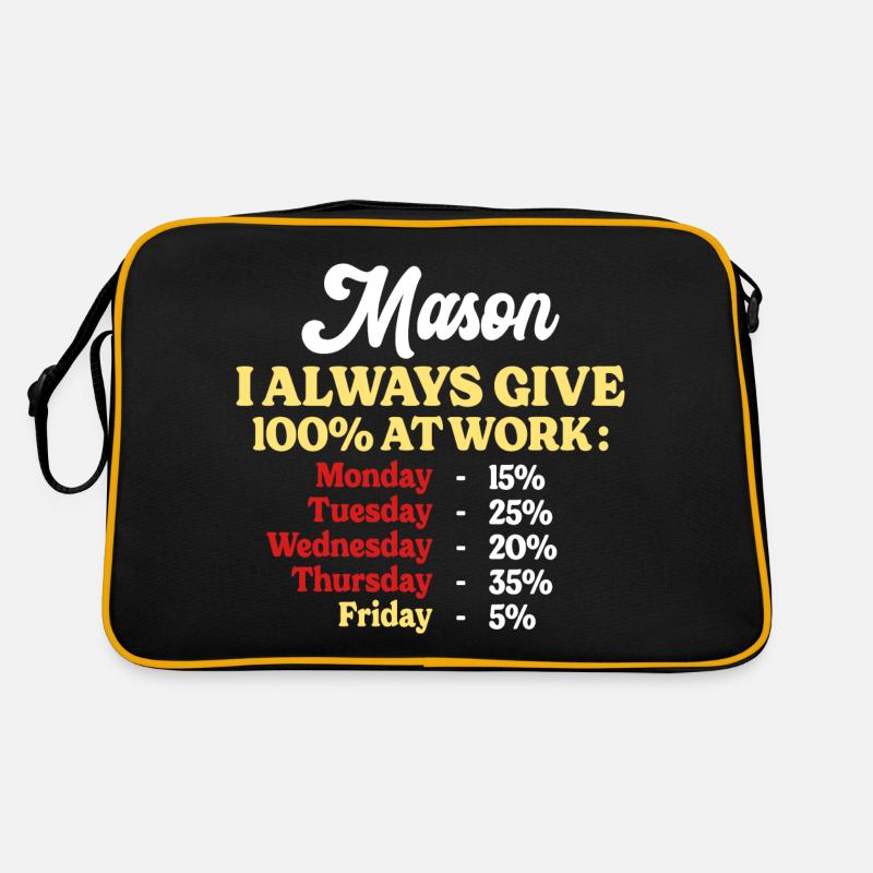 100% Au Travail Citation Drôle Maçon Sac Retro