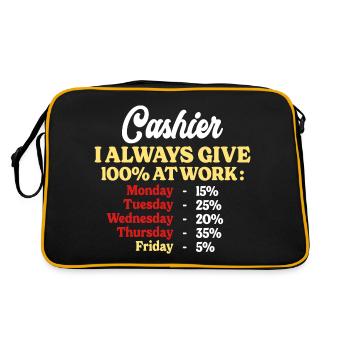 100% Au Travail Citation Drôle Caissière - Sac Retro - noir/or - Dos