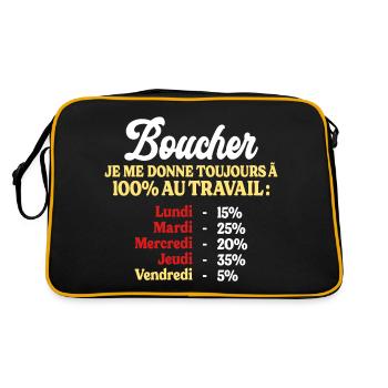 100% Au Travail Citation Drôle Boucher - Sac Retro - noir/or - Dos
