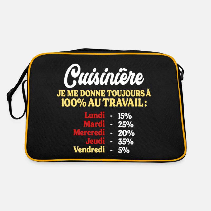 100% Au Travail Citation Drôle Cuisinière Sac Retro