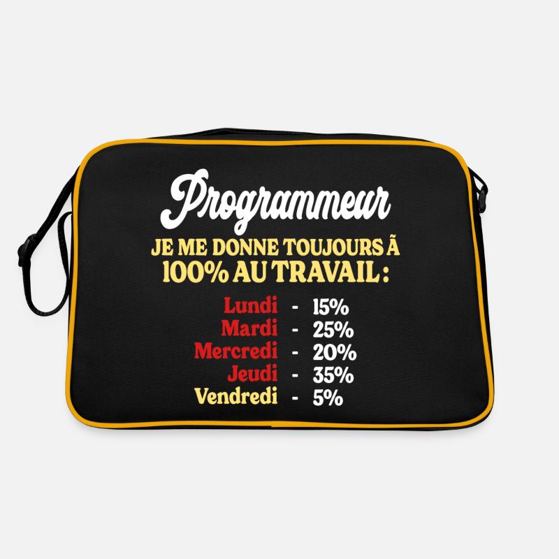 100% Au Travail Citation Drôle Programmeur Sac Retro