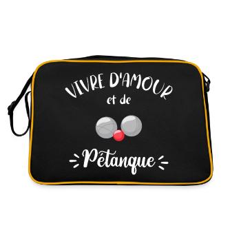 Vivre D'Amour Et De Pétanque Humour Pétanque - Sac Retro - noir/or - Dos