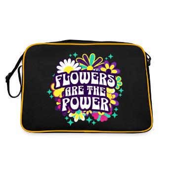 Positive Phrase 70er und 80er Jahre Blumen - Retro Tasche - Schwarz/Gold - Hinten