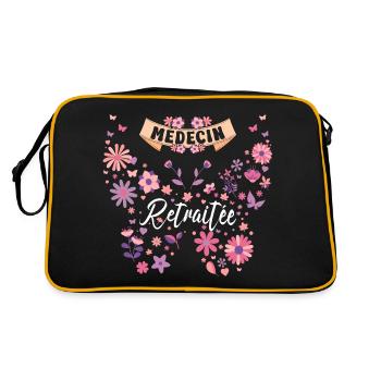 Papillon Fleurs Femme Médecin Retraite - Sac Retro - noir/or - Dos