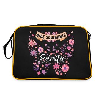 Papillon Femme Aide Soignante Retraite - Sac Retro - noir/or - Dos