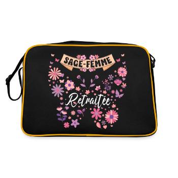 Papillon Femme Sage Femme Retraite - Sac Retro - noir/or - Dos