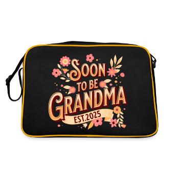Surprise Bientôt Grand-mère 2025 Mamie - Sac Retro - noir/or - Dos