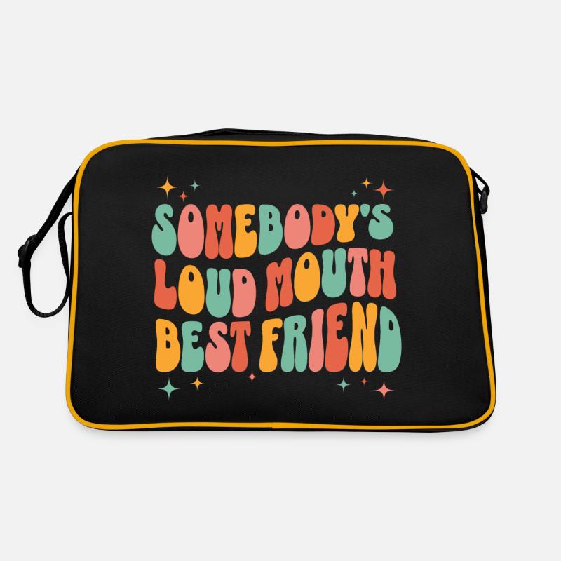 Humorous phrase talkative best friend Retro Bag