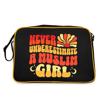Unterschätze niemals muslimisches Mädchen - Retro Tasche - Schwarz/Gold - Hinten