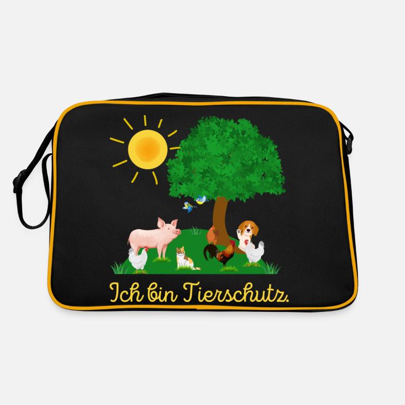 Ich bin Tierschutz - Retro Tasche - Schwarz/Gold