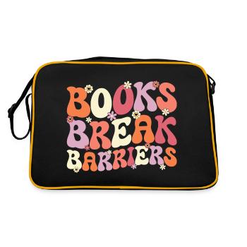 Groovy Phrase Literatur Lehrer Lesen Lehrer - Retro Tasche - Schwarz/Gold - Hinten