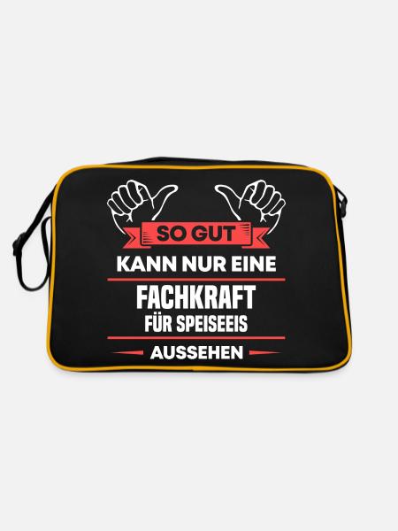 Fachkraft Speiseeis Design für stolze Handwerker - Retro Tasche - Schwarz/Gold - Hinten