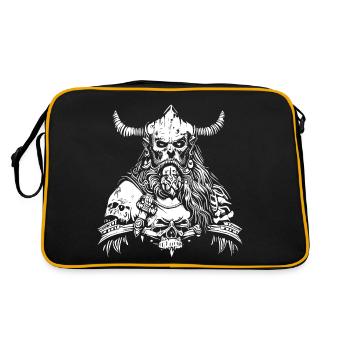 Berserker Böse Wikinger - Retro Tasche - Schwarz/Gold - Hinten