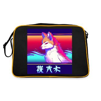 Kitsun Vaporwave Japonais Kami Vaporwave Kitsune - Sac Retro - noir/or - Dos