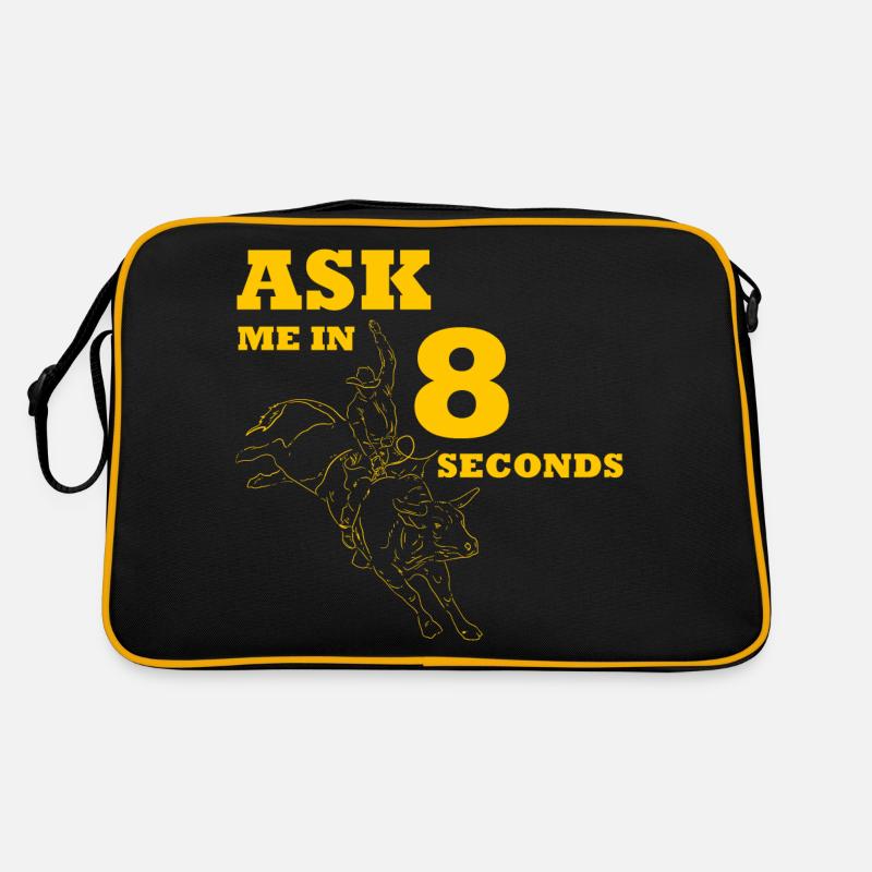 Stierreitender Cowboy - Retro Tasche - Schwarz/Gold
