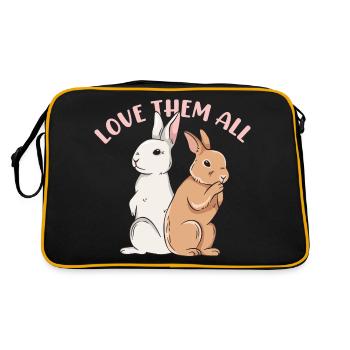 Süße Kaninchen Design für Hasen Besitzer - Retro Tasche - Schwarz/Gold - Hinten