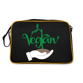 Veganes Pflanzendesign für stolze Veganer - Retro Tasche - Schwarz/Gold - Hinten