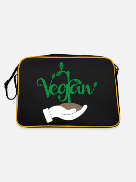 Vegan Plant Design for Proud Vegans - Retro Bag - black/gold - Back